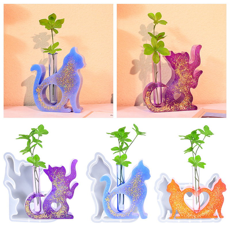 Florist Supply Vases - Kedi şekilli reçine kalıpları vazo silikon